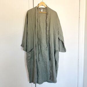 H&M linen robe - sage color